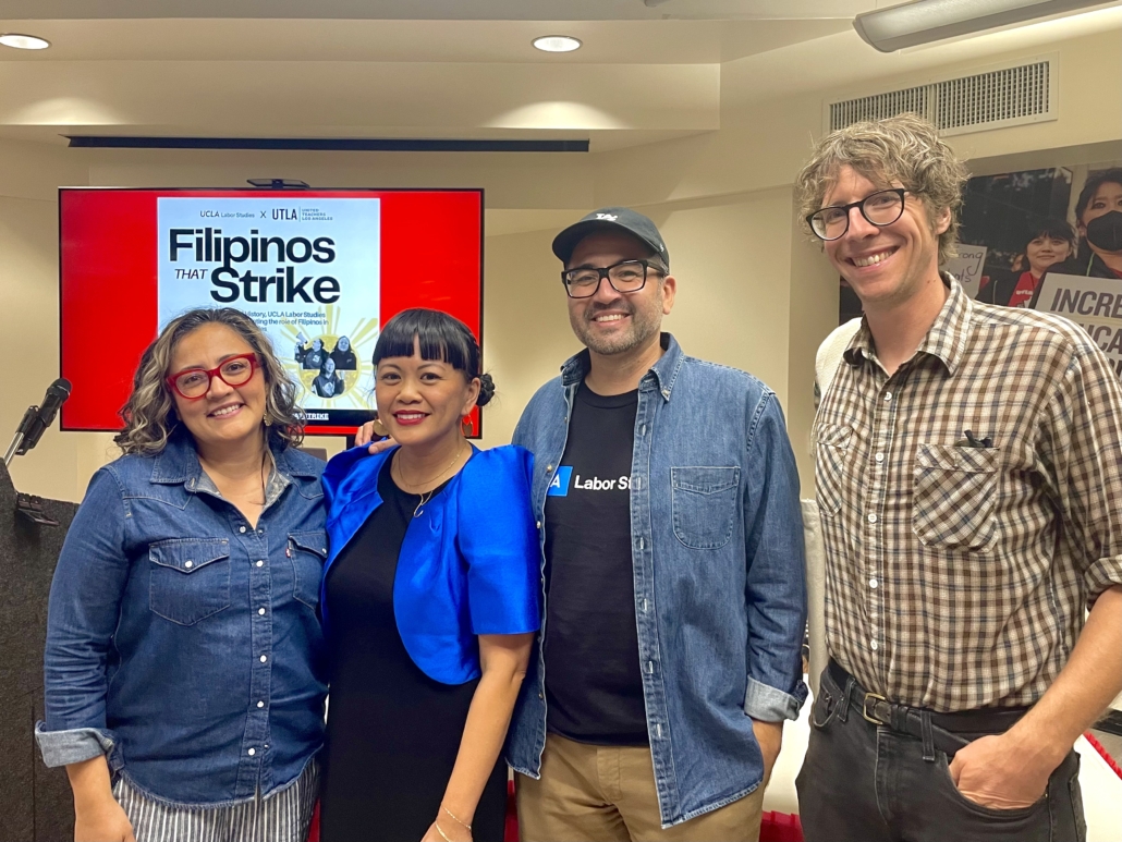 (L to R) Liz Espinoza, Jollene Levid, Chris Zepeda-Millan, and Kit Smemo pose together and smile at the Filipinos that Strike event