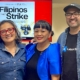 (L to R) Liz Espinoza, Jollene Levid, and Chris Zepeda-Millan pose together smiling at the Filipinos that Strike event