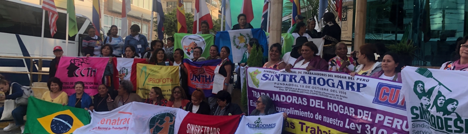 International Domestic Workers Federation (IDWF) affiliates in Latin America gather for the Regional Forum on Social Security for Domestic Workers in Lima, Peru in November 2022. Photo taken by: Jennifer Jihye Chun.