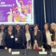 Group photo after keynote panel at 2025 Thinking Gender conference. L to R: Saba Waheed, Yesenia DeCasaus, Lorena Lopez Masoumi, Adriana Paz Ramírez, Jennifer Chun, Da In Choi and Katherine Marino