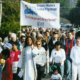 Clergy and Laity United for Economic Justice (CLUE) leads a Grocery Workers Justice Pilgrimage during the Southern California supermarket strike of 2003-2004. At the front of the march is Rev. Alexia Salvatierra. LAANE Collection, IRLE Archives.