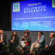 Celebrating the Hollywood Diversity Report Panel with UCLA Executive Vice Chancellor and Provost Darnell Hunt, Entertainment and Media Research Initiative (EMRI) Director Ana-Christina Ramón, Professor Sanjay Sood and Steven Canals (TFT MFA '15).
