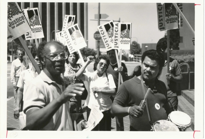 “Justice for Janitors” march in Downtown Los Angeles c. 1989 / UCLA Library Special Collections