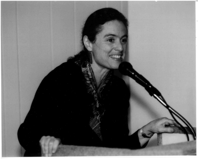 Professor of sociology and IIR Director Ruth Milkman (2001-2004, 2005-2007) at the inaugural conference of the Institute for Labor Education in 2001. Milkman was instrumental in restoring funding to the IIR during the fiscal difficulties of 2007. / IRLE Archives