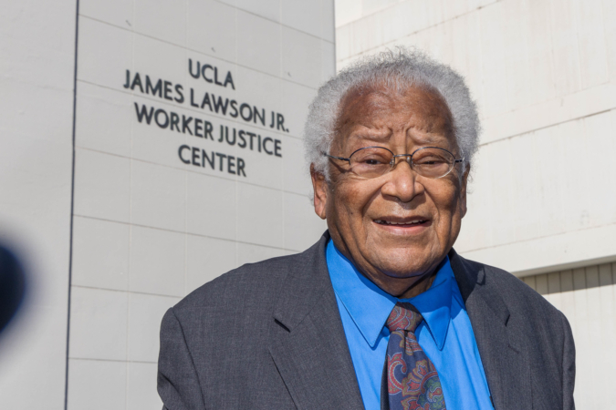 Reverend James Lawson Jr. at UCLA Labor Center building dedication ceremony in his honor / UCLA Labor Center