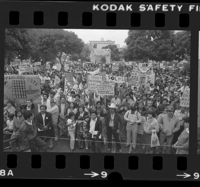 Demonstrators protest Immigration Reform and Control Act of 1986, Los Angeles, c. 1983 / UCLA Library Special Collections 